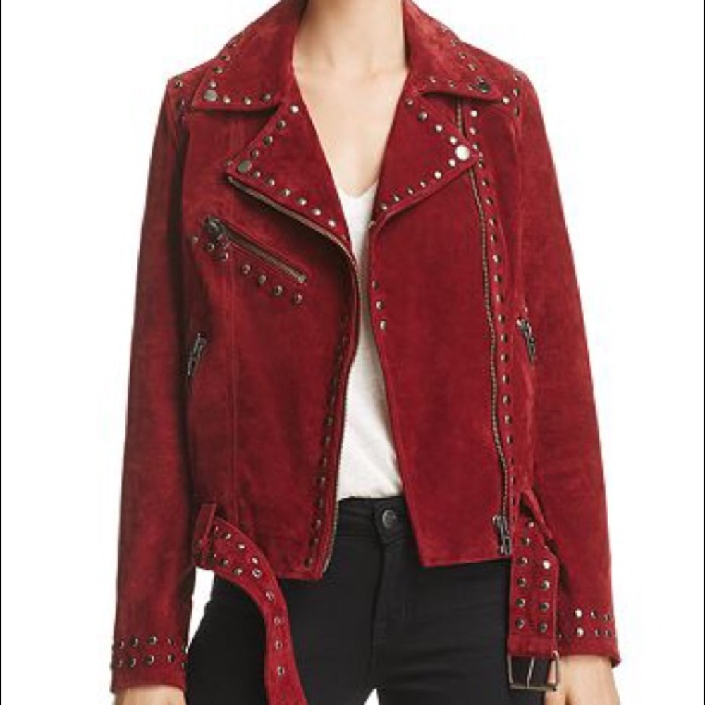 Blank NYC Red Suede Moto Jacket